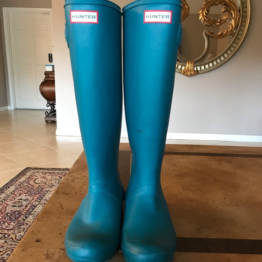 Green tall Hunter boots